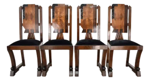 Vintage Art Deco Chairs, Set of 4