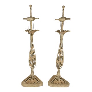 1980s Fredric Cooper Metal Lamps - a Pair For Sale