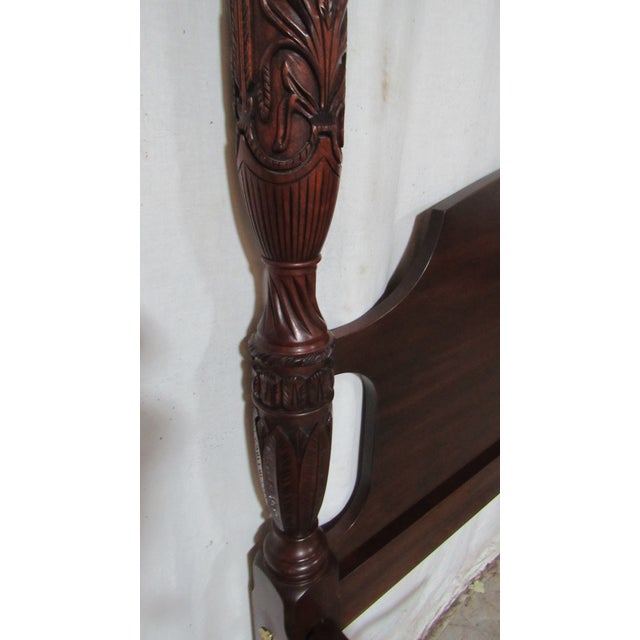 1980s Henkel Harris Mahogany Queen Size Rice Poster Bed For Sale - Image 11 of 12