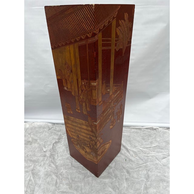 Wood Antique Chinese Coromandel Style Pedestal For Sale - Image 7 of 12