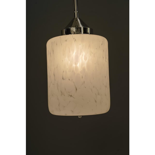 Art Deco Nickel-Plated Pendant with Glass Shade, Vienna, 1920s For Sale - Image 13 of 17