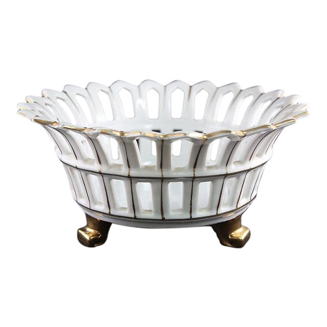 Late 20th Century French White Ceramic Tazza Bowl For Sale