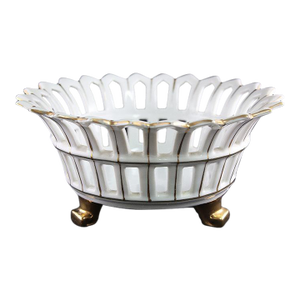 Late 20th Century French White Ceramic Tazza Bowl