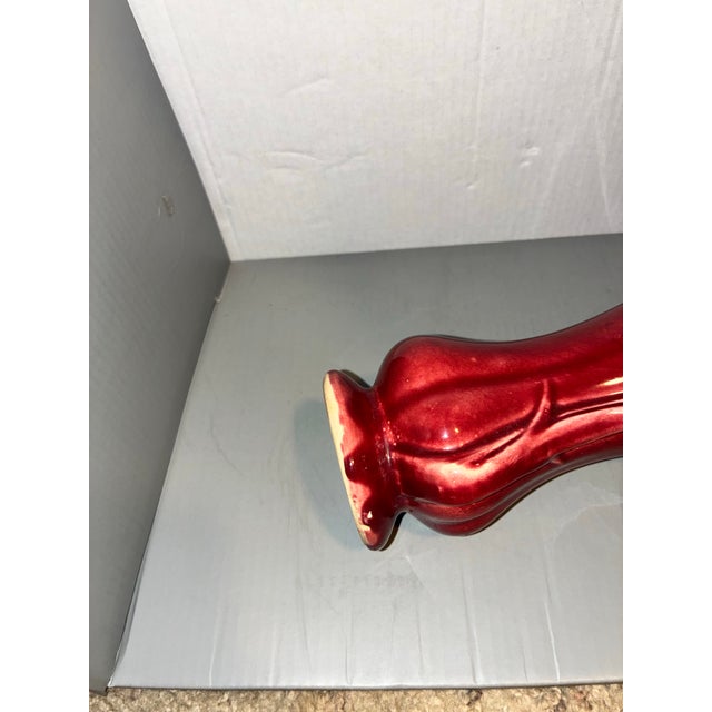 1940’s Rare Vintage McCoy Petal Leaf Flared Vase - Mauve Burgundy Gloss Glaze For Sale - Image 10 of 12