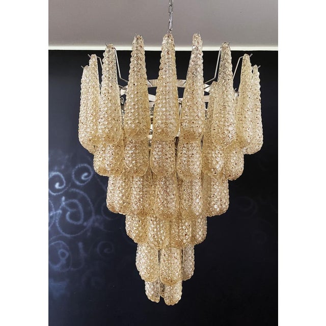 Vintage Italian Murano Chandelier with 75 Amber Glass Petals, 1990s For Sale - Image 4 of 18