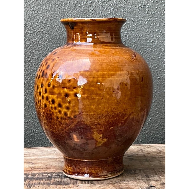 Vintage Textured Ceramic Pottery Vase For Sale - Image 16 of 16