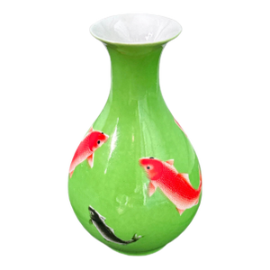 Vintage Chinese Porcelain Koi Fish Vase