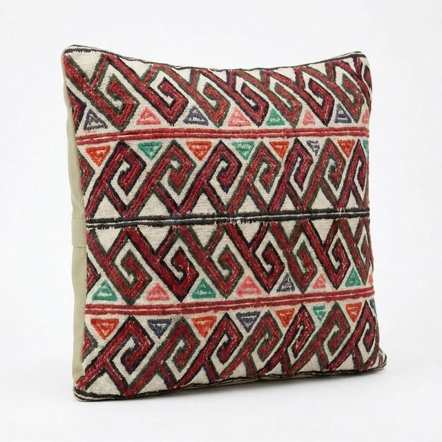 This beautiful 13'' x 15'' hand-woven Kilim pillow cover was made from an authentic Turkish kilim. The traditional flat-...