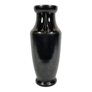 Art Deco Vase Black and Silver Made in Czechoslovakia