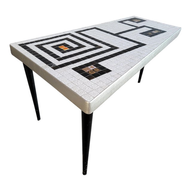 Geometric Mosaic Tile Coffee Table Mid-Century Modern For Sale