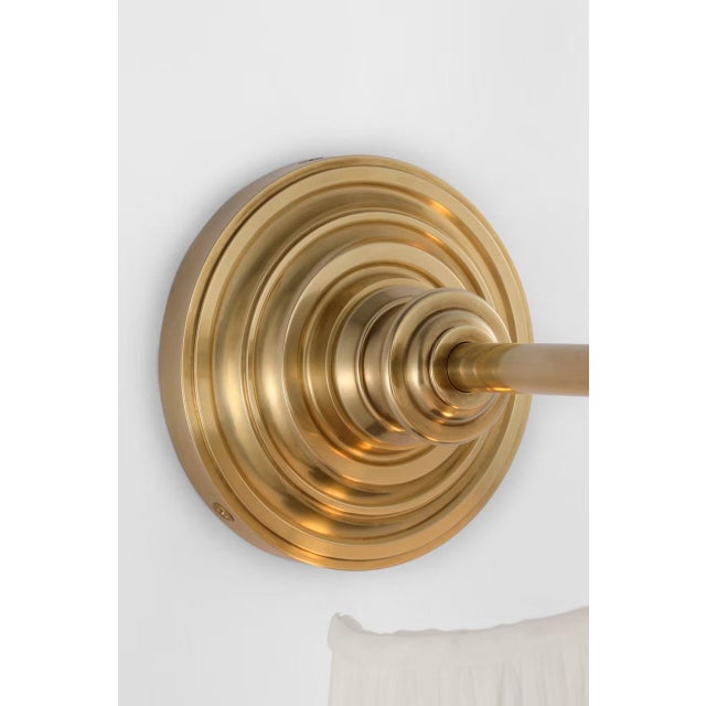 Amber Lewis for Visual Comfort Signature Matos 11" Sconce in Hand-Rubbed Antique Brass with Silk Pleat Shade For Sale In Houston - Image 6 of 9