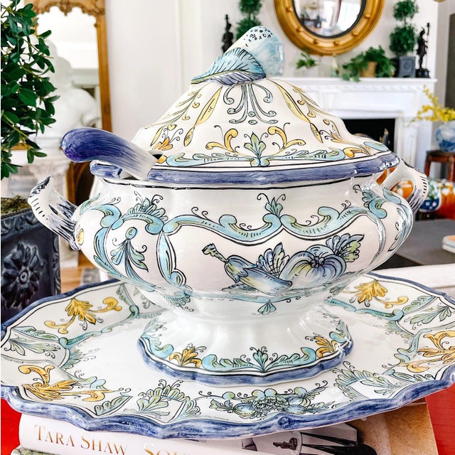 Large Italian Soup Tureen With Ladle & Underplate Chairish