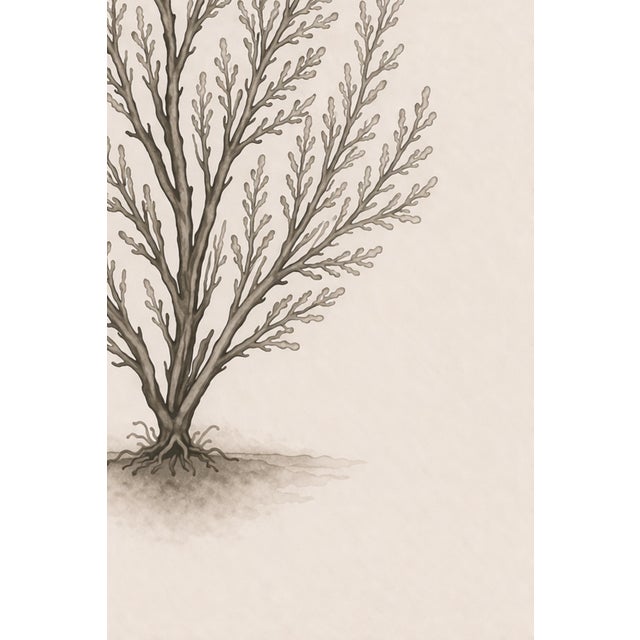 Paper Delicate Coral Study, Minimalist Coastal Botanical Art Print, 24" × 36" Reproduction For Sale - Image 7 of 10