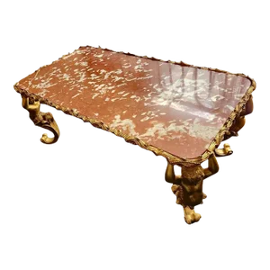 Mid 20th Century Rosso Verona Marble & Gilt Coffee Table