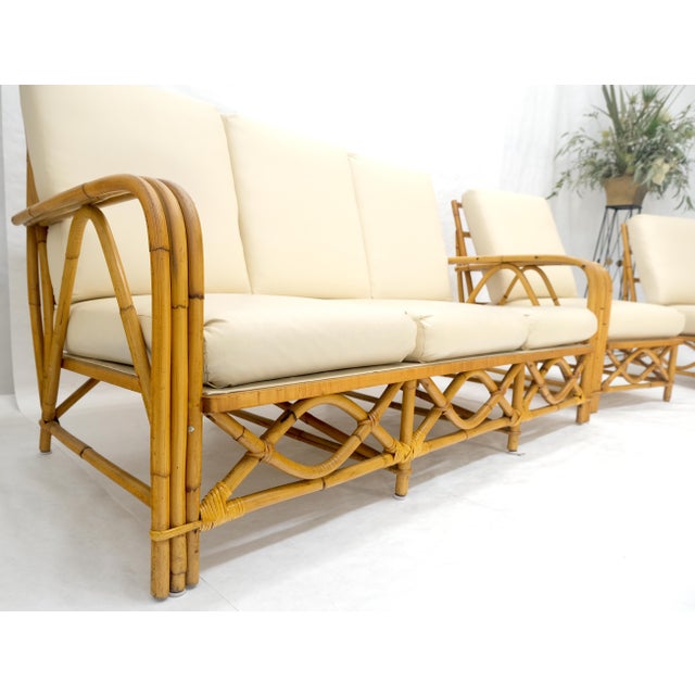 Ficks Reed Mid Century 3 Pieces Rattan Bamboo Sofa Chairs Set c1960s MINT For Sale - Image 15 of 18