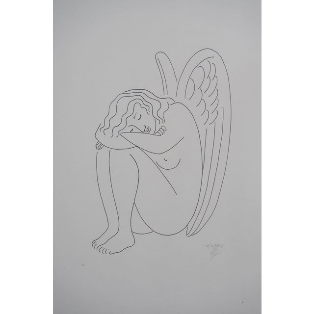 Figurative Ink Drawing Slumbering Angel 1994 For Sale - Image 3 of 6