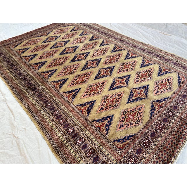 Vintage Pakistani Handmade Wool Rug 6' X 8'8" – Tribal Living Room Carpet For Sale - Image 6 of 10