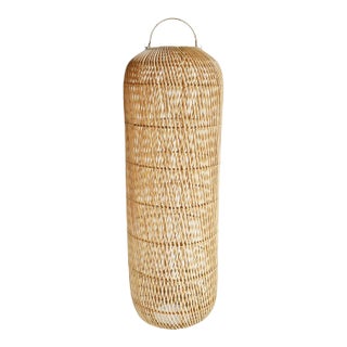 Raw Wicker Cylinder Pendant Light Medium For Sale