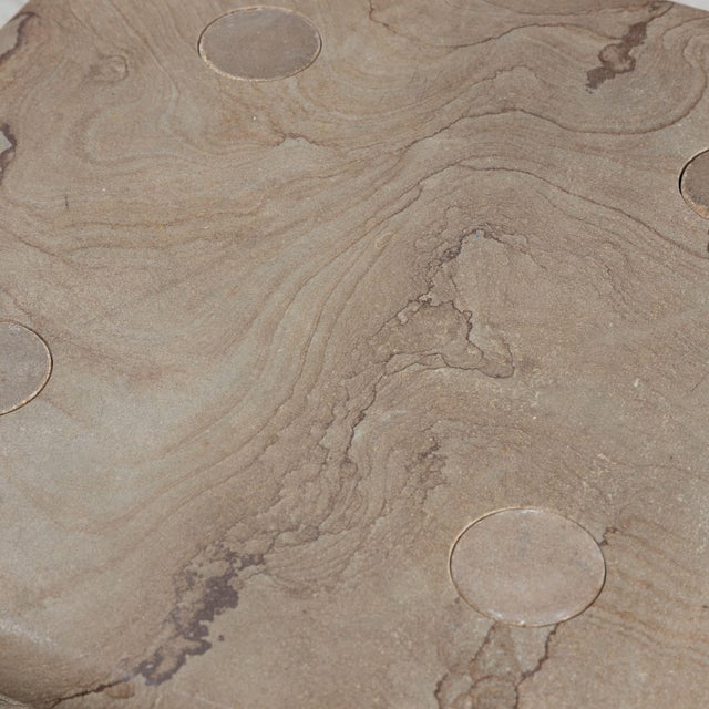 Stone Golden Stone Tables with Interlocking Legs, 1970s, Set of 3 For Sale - Image 7 of 18