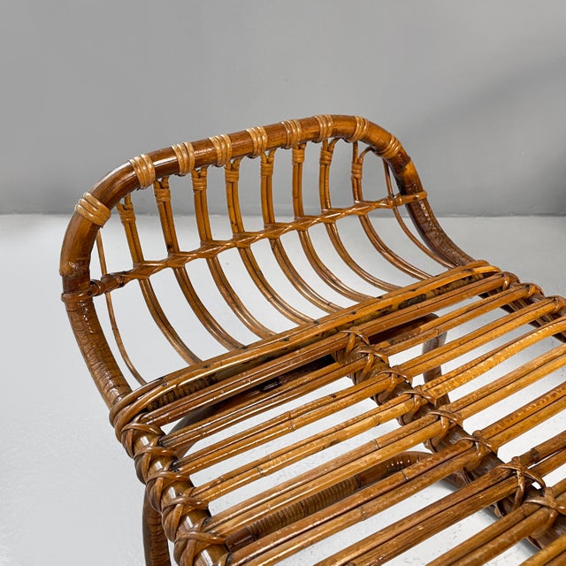 Set of Mid-Century Modern Italian Rattan B4 Armchair and Ottoman from Tito Agnoli, 1950s For Sale - Image 13 of 18