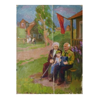 1970s Soviet Children Oil Painting, Ukrainian Artist Lavrinenko v.i. 50-37,5 For Sale