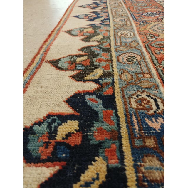 Late 19th Century Antique Bijar Carpet Oriental Rug, Handmade, Ivory, Rust, Light Blue, Terracotta For Sale - Image 5 of 18