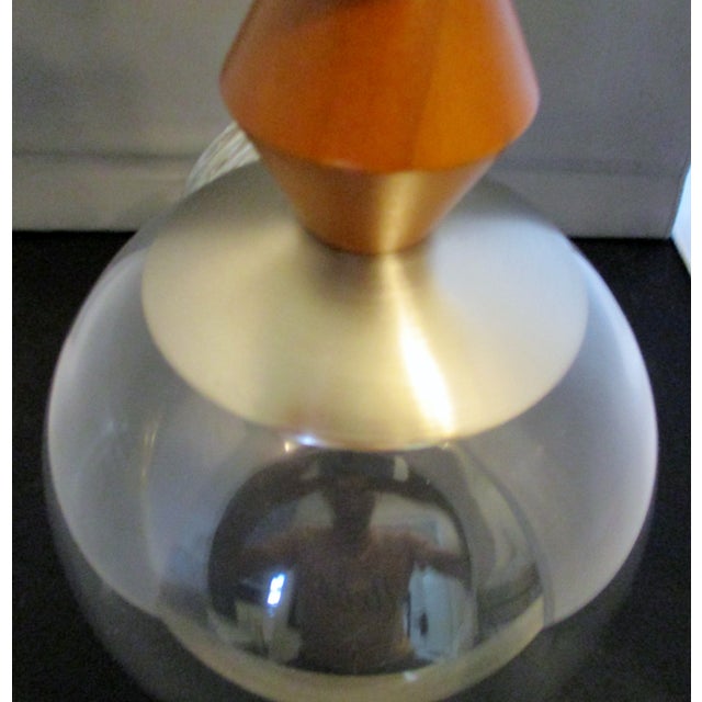 Vintage Intertek Hextra Threshold Pendant Light, Turned Wood Glass