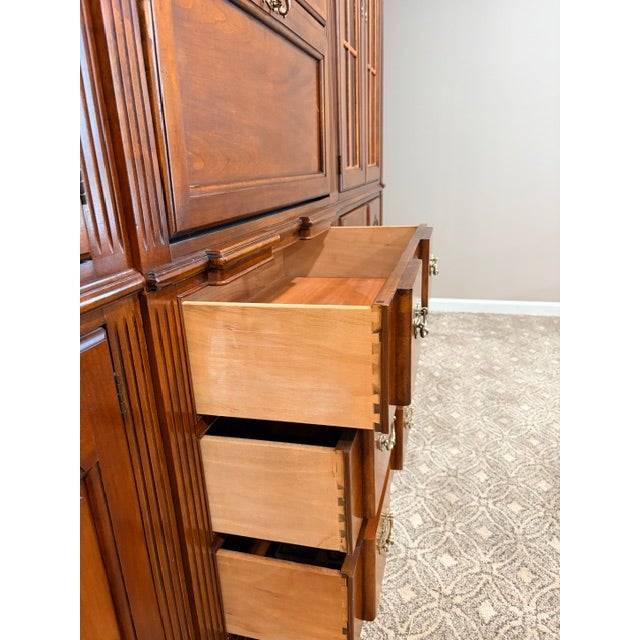 Vintage 1980s Traditional Thomasville Cherry Wood Modular Wall Unit System For Sale - Image 10 of 13