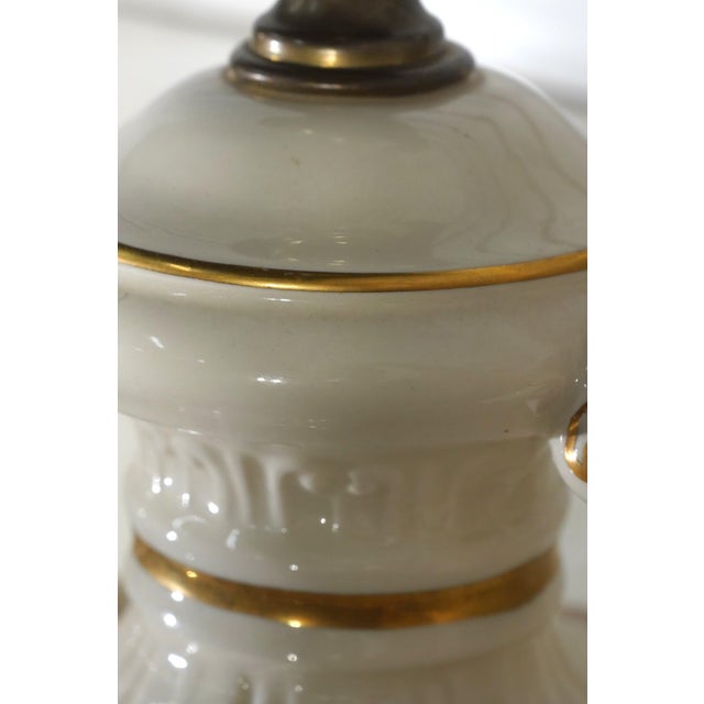 1950s Sevres Style Gold Gilt Floral Motif Porcelain Urn Lamps - Pair For Sale - Image 14 of 15