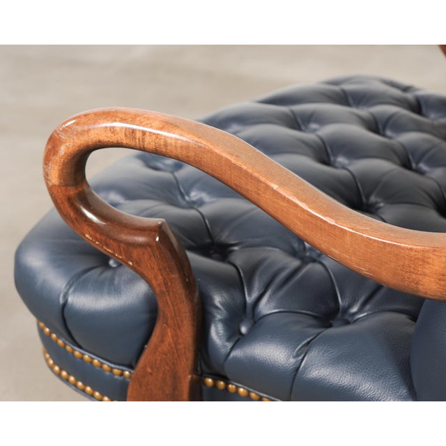 English Regency Style Tufted Leather Executive Office Chair For Sale - Image 10 of 18