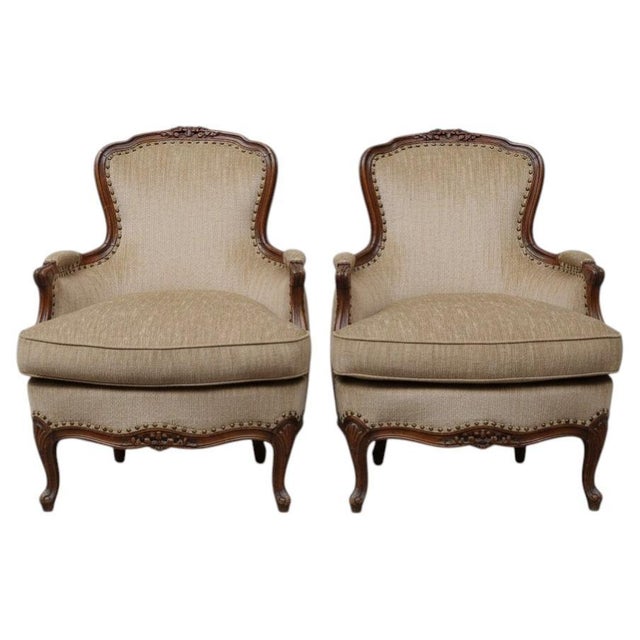 19th Century Italian Louis XV Style Bergeres-Pair For Sale