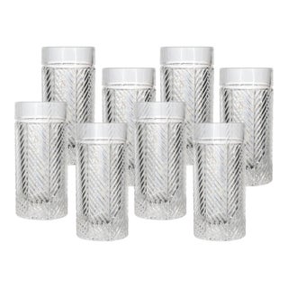 Ralph Lauren Herringbone Crystal Tumblers, Set of 8 For Sale