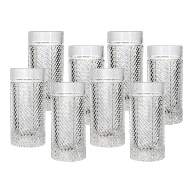 Ralph Lauren Herringbone Crystal Tumblers, Set of 8 For Sale