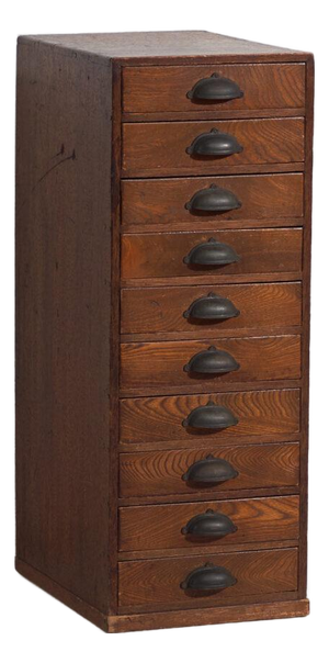 Tall Japanese Ten-Drawer Cabinet