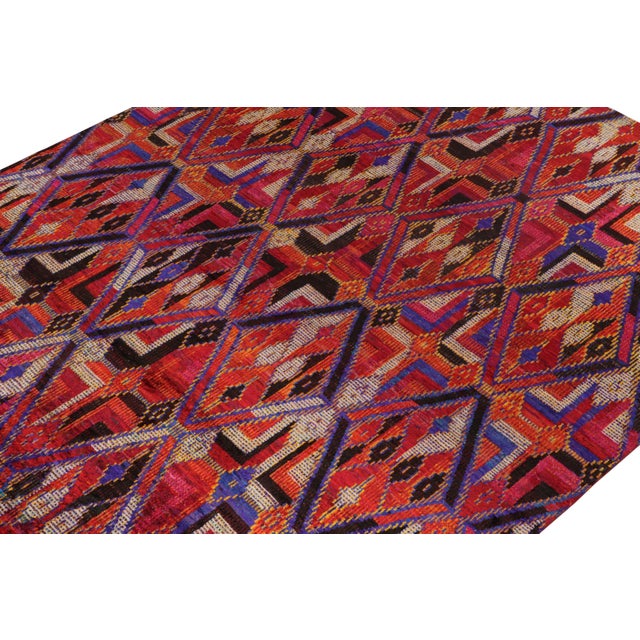 Rug & Kilim’s Modern Rug in Red, Blue and Black Diamond Geometric Patterns For Sale In New York - Image 6 of 7