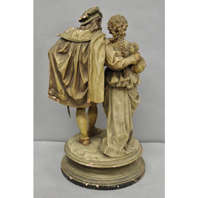 Antique French Renaissance Hennecke & Co "Faust & Marguerite" Plaster Statue For Sale - Image 15 of 18