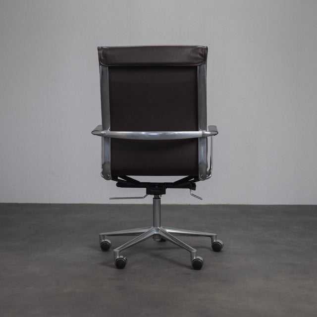 Una Leather Office Chair by ICF, Italy, 1990s For Sale - Image 4 of 12
