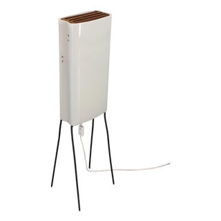 Mid-Century Modern Floor Lamp on Iron Legs with Plastic Shade and Wood Accent, 1960s For Sale