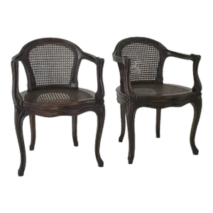 1950s Vintage French Walnut Side Chairs - Set of 2