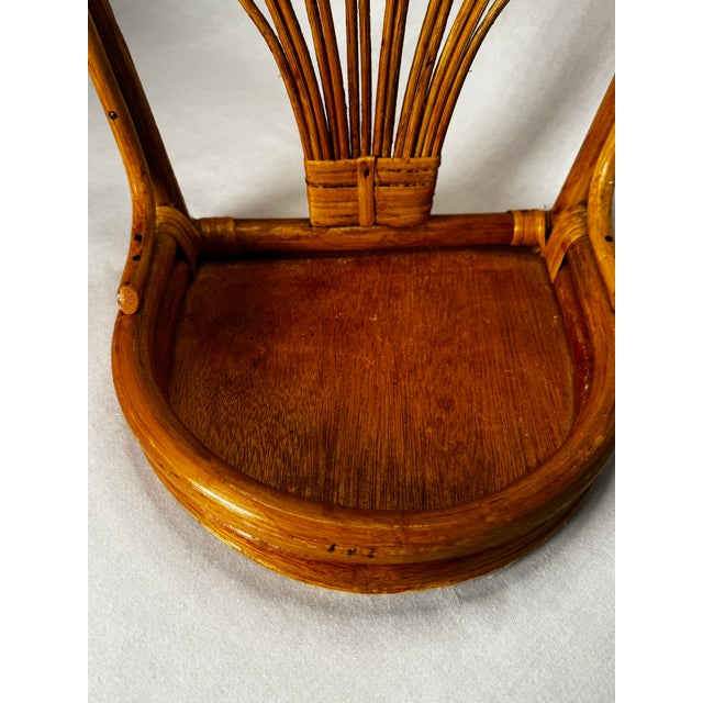 Vintage Coastal Boho Chic Arched Bamboo & Rattan Wood Wall Shelf For Sale - Image 9 of 10
