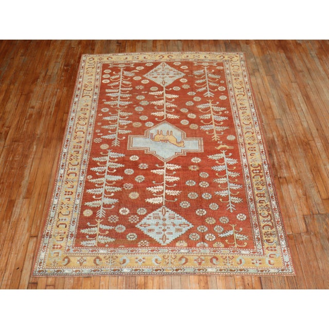 Early 20th Century Quirky Folk Art Tribal Camel Medallion Caucasian Rug - 5'9" x 8'4" For Sale In New York - Image 6 of 6