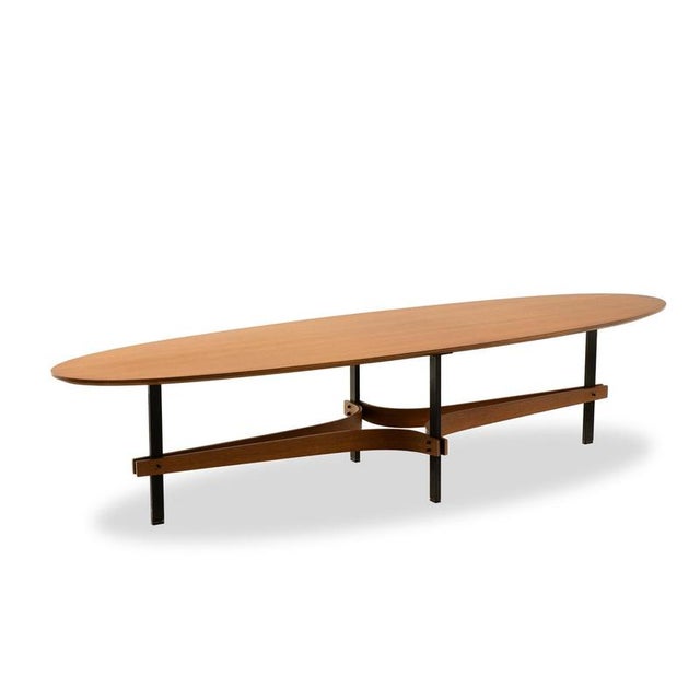 1950s Oval Coffee Table in Light Teak by Guglielmo Ulrich, 1950s For Sale - Image 5 of 5