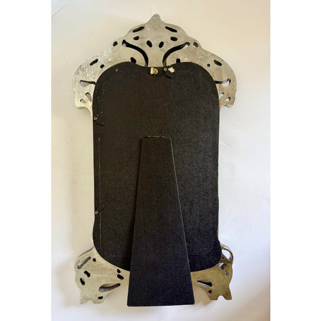 Vintage Art Nouveau Style Figural Lady Silver Finish Table or Wall Mirror For Sale - Image 11 of 12