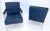 Mid-Century Modern Pair of blue Quilted Leather Upholstery Seats Lucite Base Arm Lounge Club Chairs For Sale - Image 3 of 14
