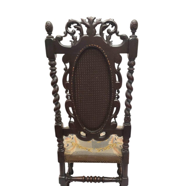 Antique Jacobean Revival Carved Barley Twist Chair, Circa 1870–1890 For Sale - Image 12 of 13