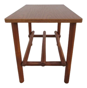 Bamboo Side Table With Faux Walnut Laminate Top