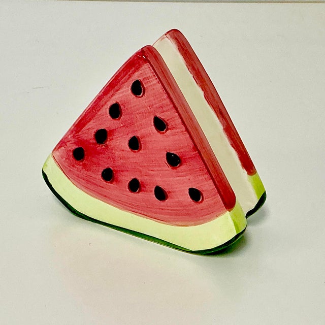 1980s Vintage Americana Boho Chic Arts & Crafts Trompe L’Oeil Watermelon Napkin/Letter Holder. For Sale - Image 11 of 12