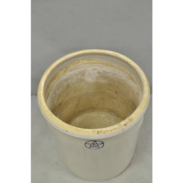 Beige Antique 30 Gallon Cobalt Blue Star Stoneware Glazed Farmhouse Crock Pot For Sale - Image 8 of 18