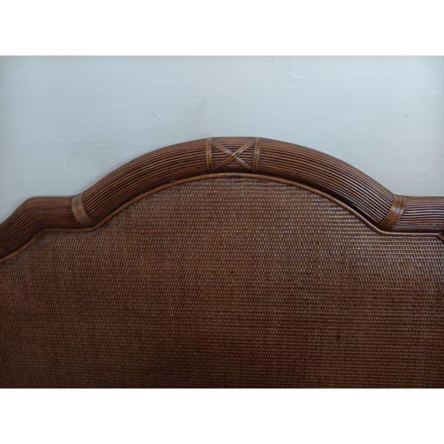 Wood Vintage Wicker Bamboo Queen Headboard Tommy Bahama Style Dark Tone For Sale - Image 7 of 7