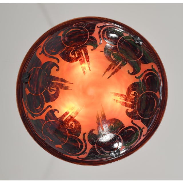 Burgundy French Art Deco Pendant Light by Le Verre Francais Schneider - 1925 Cameo Chandelier France For Sale - Image 8 of 12